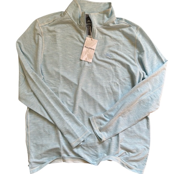 Tommy Bahama Men’s Long Sleeved Half  Zipped Blue Shirt Large - Picture 14 of 16